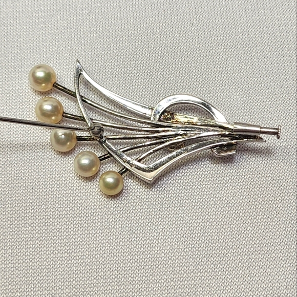 Mikimoto Estate Akoya Pearl Brooch Pin Sterling Silver 5.4 mm - Picture 8 of 8